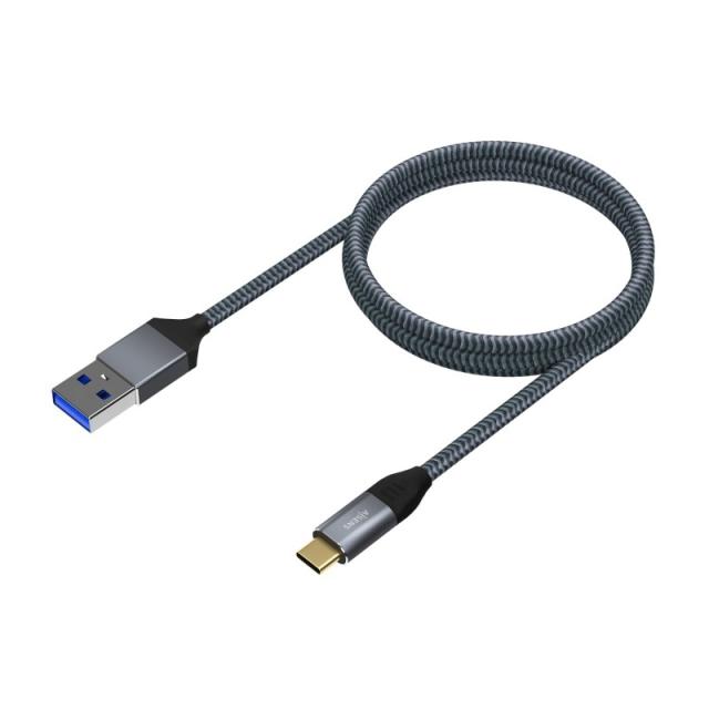 AISENS - Cable USB 3.1 Gen2 Aluminio 10Gbps 3A, Tipo USB-C/M-A/M, Gris, 1.0M