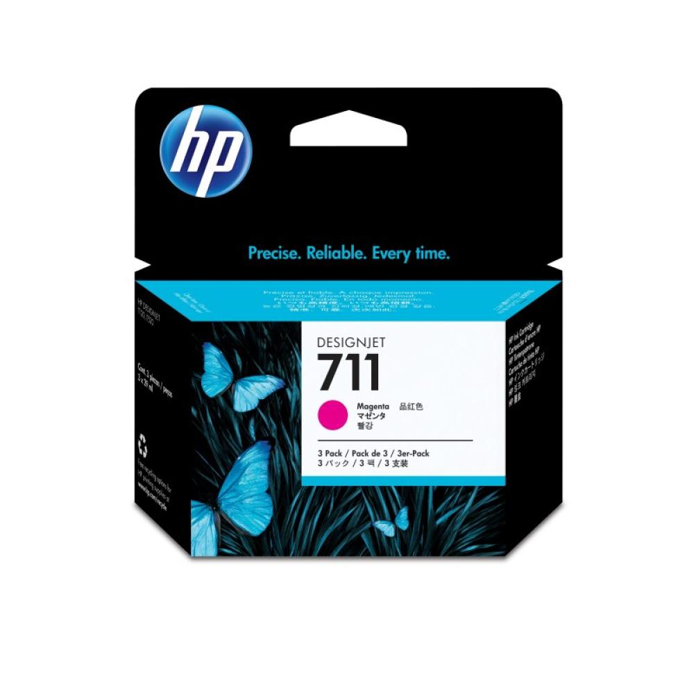 HP - Pack de ahorro de 3 cartuchos de tinta DesignJet 711 magenta de 29 ml