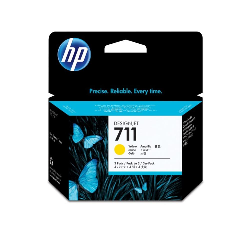 HP - Pack de ahorro de 3 cartuchos de tinta DesignJet 711 amarillo de 29 ml