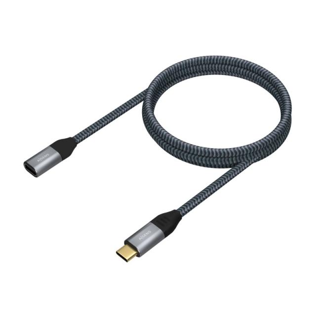 AISENS - Cable USB 3.2 Gen2X2 Aluminio 20Gbps 5A 100W, Tipo USB-C/M-USB-C/H, Gris, 1.0M