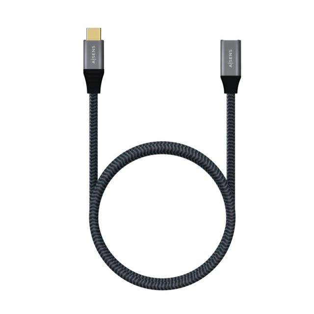 AISENS - Cable USB 3.2 Gen2X2 Aluminio 20Gbps 5A 100W, Tipo USB-C/M-USB-C/H, Gris, 1.0M
