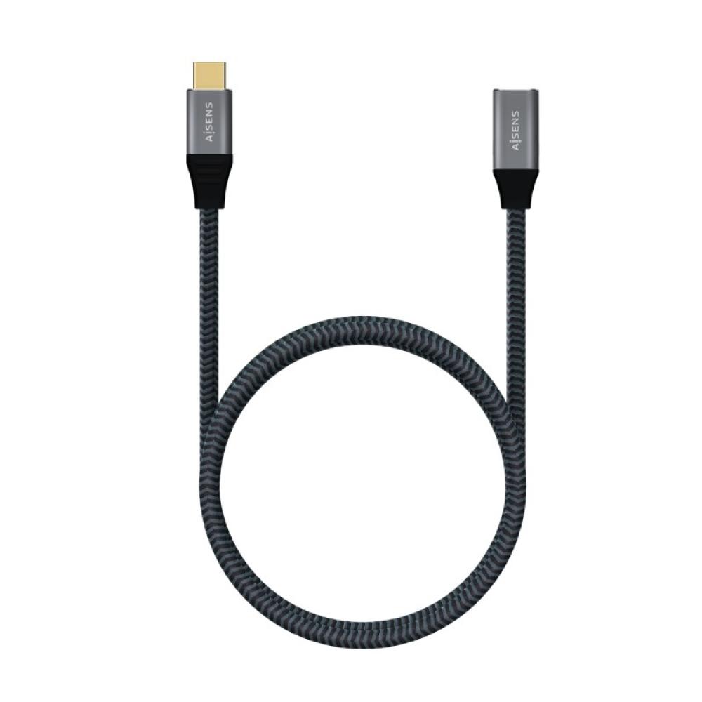 AISENS - Cable USB 3.2 Gen2X2 Aluminio 20Gbps 5A 100W, Tipo USB-C/M-USB-C/H, Gris, 1.0M