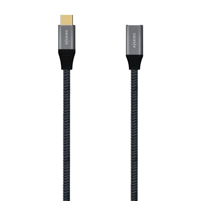AISENS - Cable USB 3.2 Gen2X2 Aluminio 20Gbps 5A 100W, Tipo USB-C/M-USB-C/H, Gris, 1.0M
