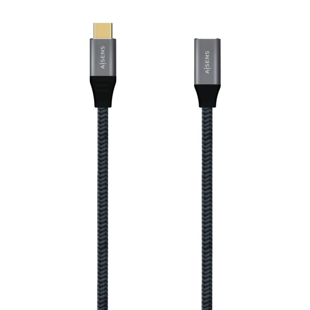 AISENS - Cable USB 3.2 Gen2X2 Aluminio 20Gbps 5A 100W, Tipo USB-C/M-USB-C/H, Gris, 1.0M