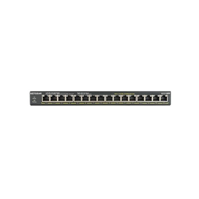 NETGEAR - GS316PP No administrado Gigabit Ethernet (10/100/1000) Energía sobre Ethernet (PoE) Negro