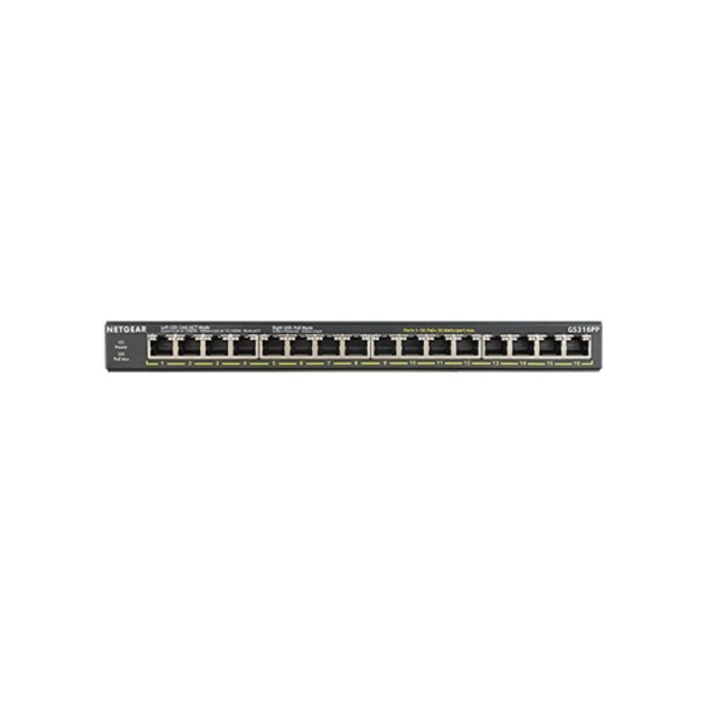 NETGEAR - GS316PP No administrado Gigabit Ethernet (10/100/1000) Energía sobre Ethernet (PoE) Negro