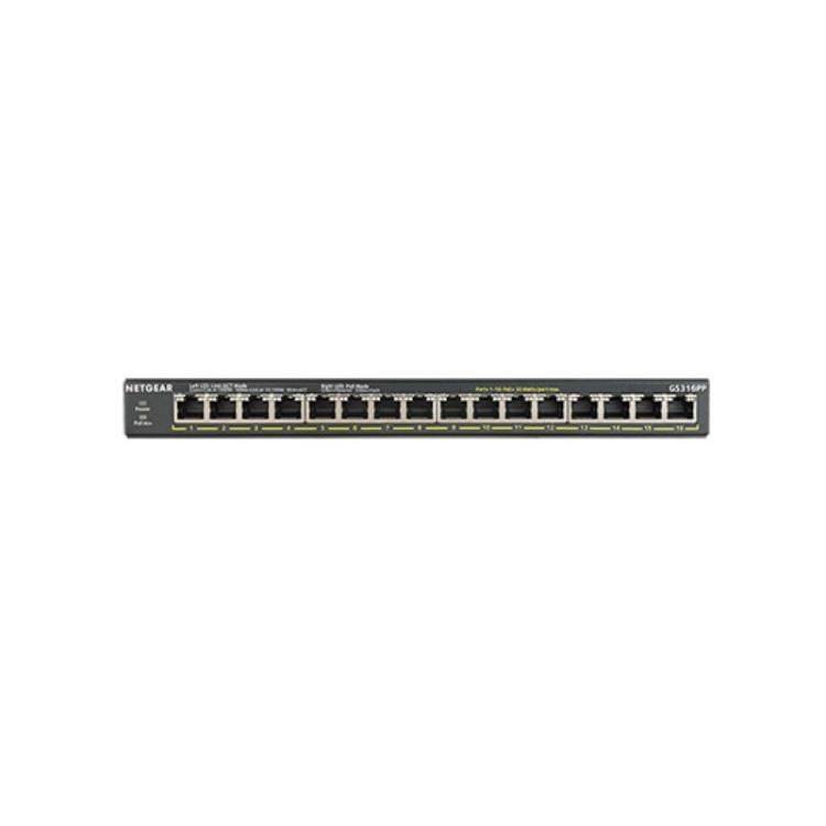 NETGEAR - GS316PP No administrado Gigabit Ethernet (10/100/1000) Energía sobre Ethernet (PoE) Negro