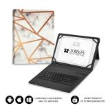 SUBBLIM - Funda con Teclado Keytab Pro BT Trendy Marmol Blanco