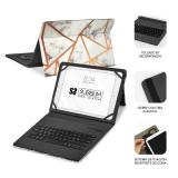 SUBBLIM - Funda con Teclado Keytab Pro BT Trendy Marmol Blanco