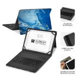 SUBBLIM - Funda con Teclado Keytab Pro BT Trendy Marmol Azul