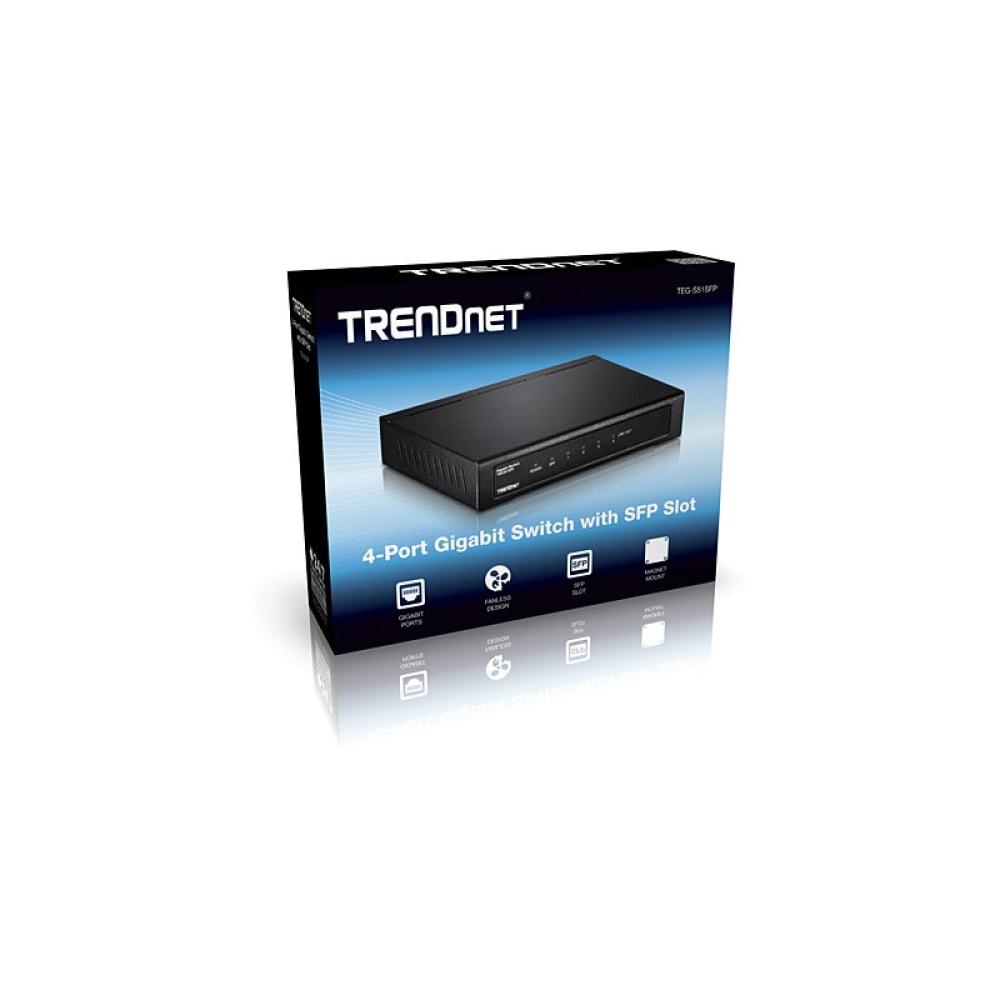 Trendnet - TEG-S51SFP switch No administrado Gigabit Ethernet (10/100/1000) Negro