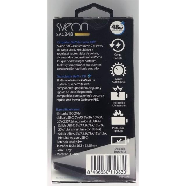 Sveon - SAC248 adaptador e inversor de corriente Interior 48 W Blanco