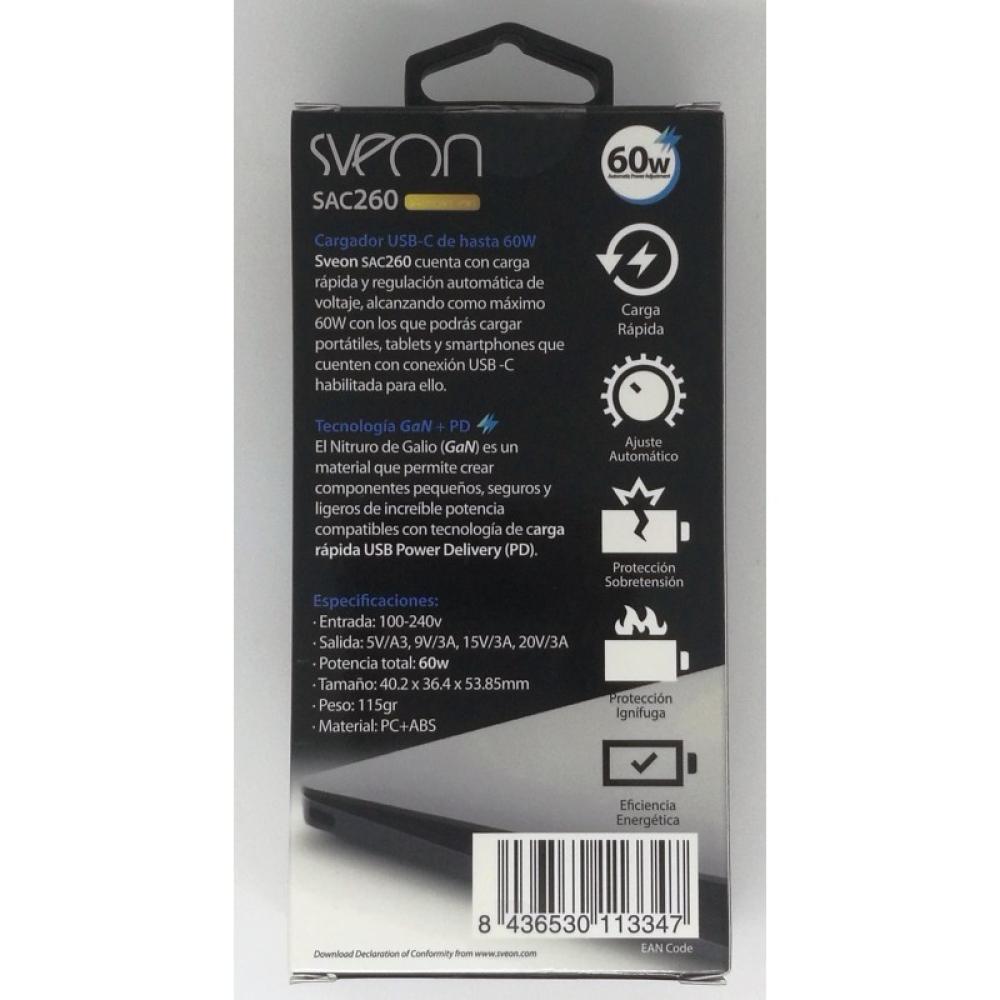 Sveon - SAC260 adaptador e inversor de corriente Interior 60 W Blanco