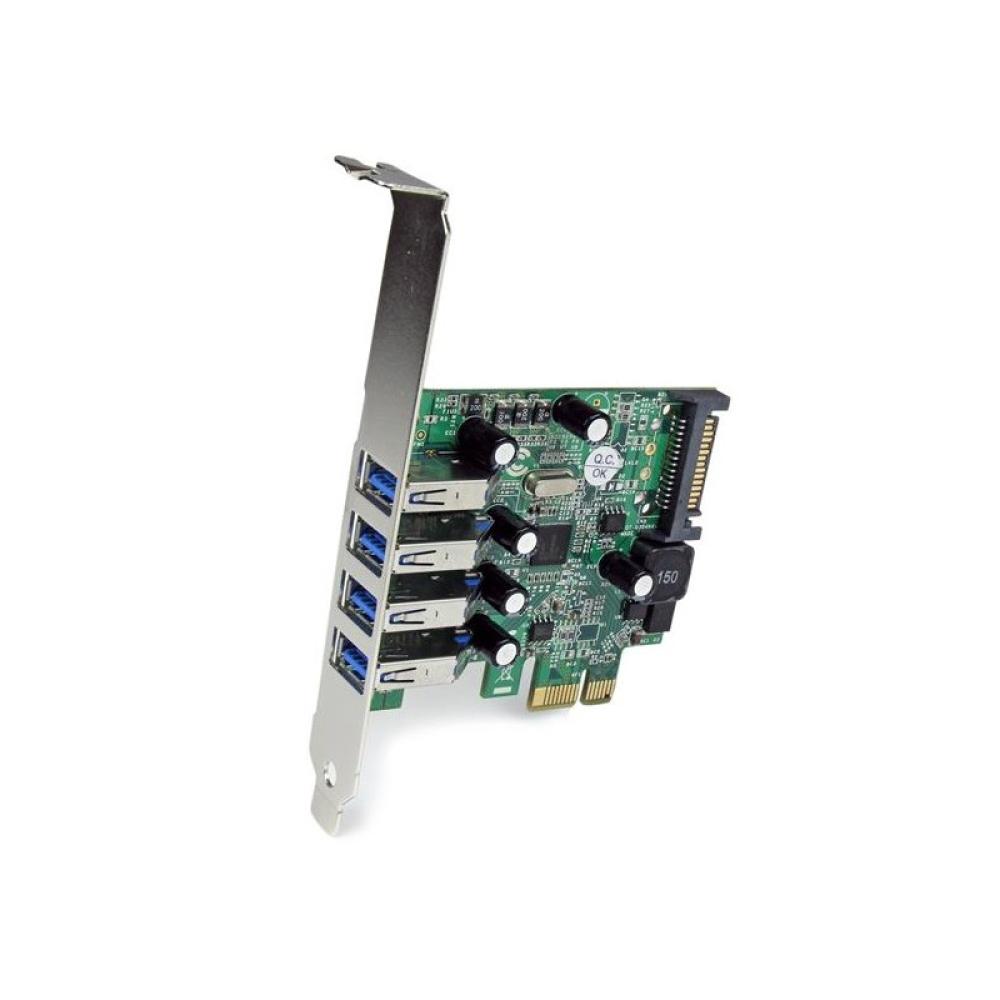 StarTech.com - Tarjeta Adaptador PCI Express PCI-E USB 3.0 con UASP de 4 Puertos - Alimentación SATA