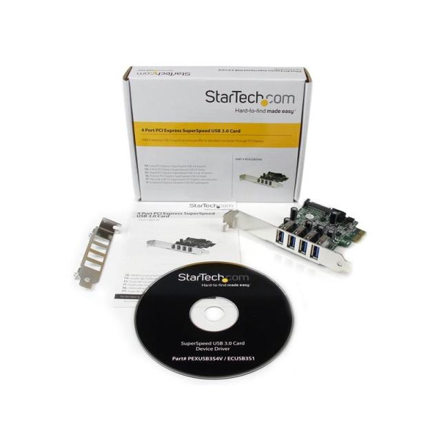 StarTech.com - Tarjeta Adaptador PCI Express PCI-E USB 3.0 con UASP de 4 Puertos - Alimentación SATA