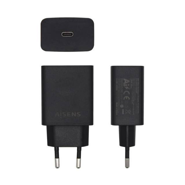 AISENS - Cargador USB-C PD 3.0 1 Puerto 1x USB-C 20 W, Negro