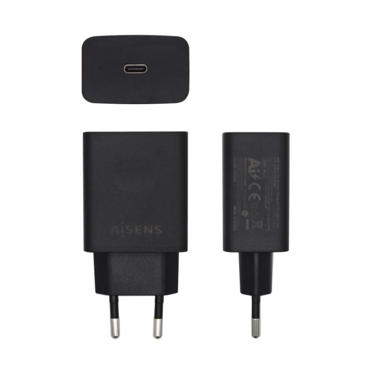 AISENS - Cargador USB-C PD 3.0 1 Puerto 1x USB-C 20 W, Negro