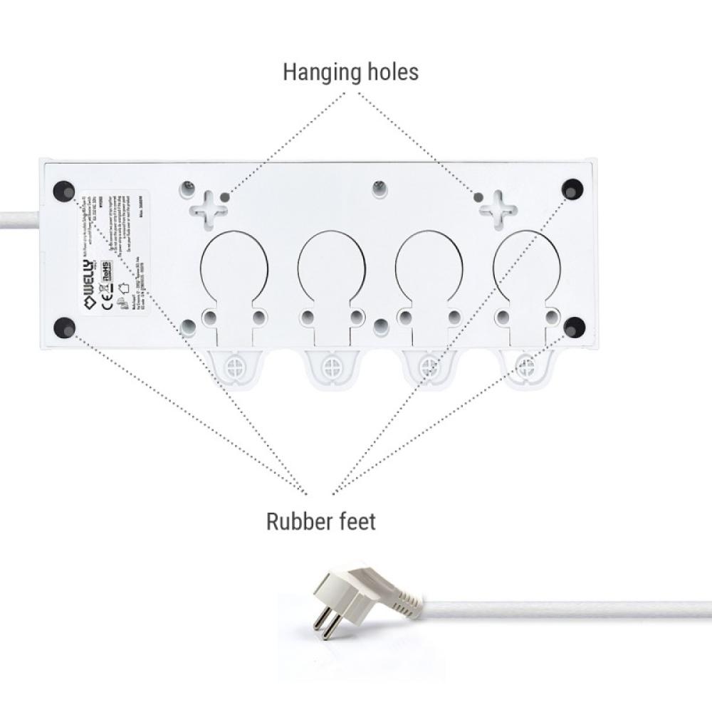 Welly Enjoy IT - WY13160 base múltiple 1,5 m 4 salidas AC Interior Blanco