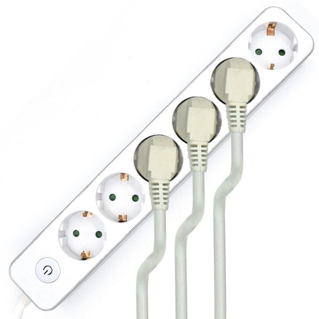 Welly Enjoy IT - WY13166 base múltiple 1,5 m 6 salidas AC Interior Plata, Blanco