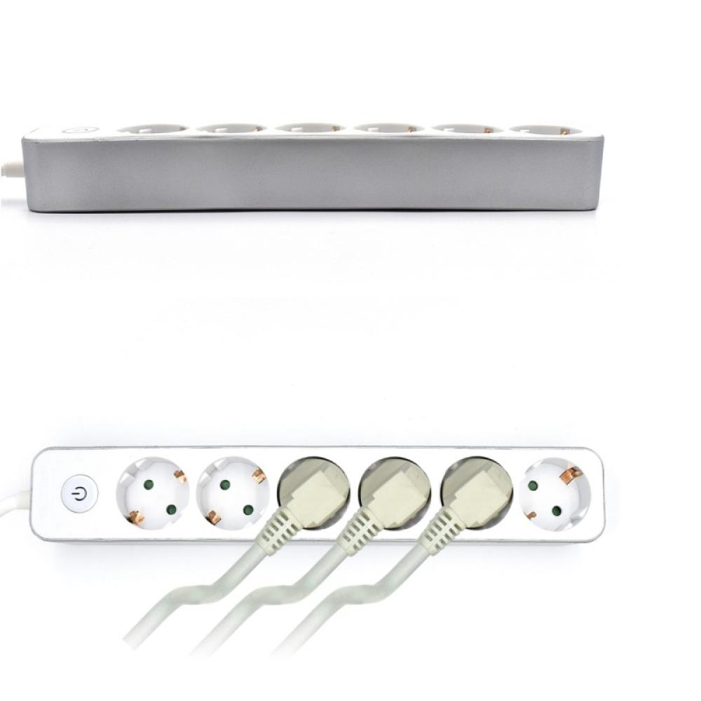 Welly Enjoy IT - WY13166 base múltiple 1,5 m 6 salidas AC Interior Plata, Blanco