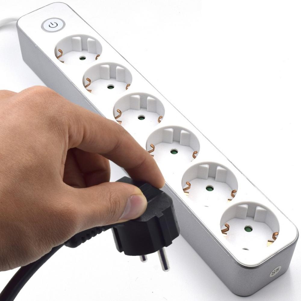 Welly Enjoy IT - WY13166 base múltiple 1,5 m 6 salidas AC Interior Plata, Blanco