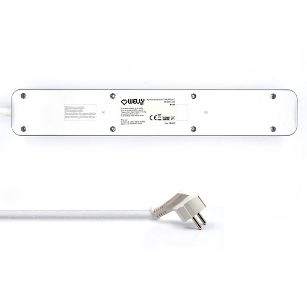 Welly Enjoy IT - WY13166 base múltiple 1,5 m 6 salidas AC Interior Plata, Blanco