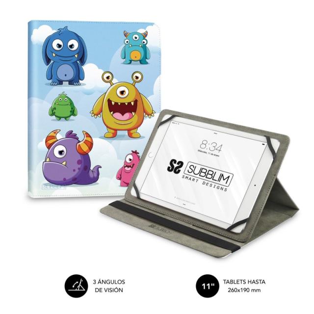 SUBBLIM - Funda Tablet Universal TRENDY CASE MONSTERS 11"