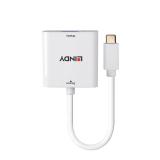 Lindy - 43355 adaptador de cable de vídeo USB Tipo C VGA (D-Sub) Blanco