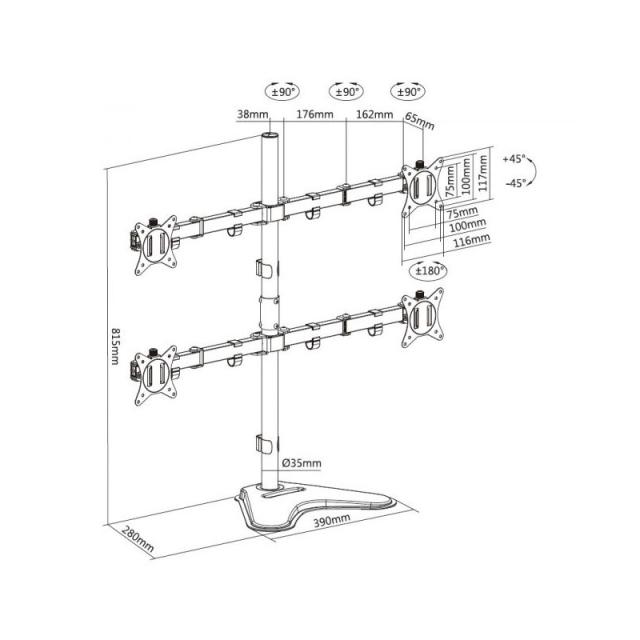 Equip - Soporte de mesa articulado para monitor cuádruple de 17"-32