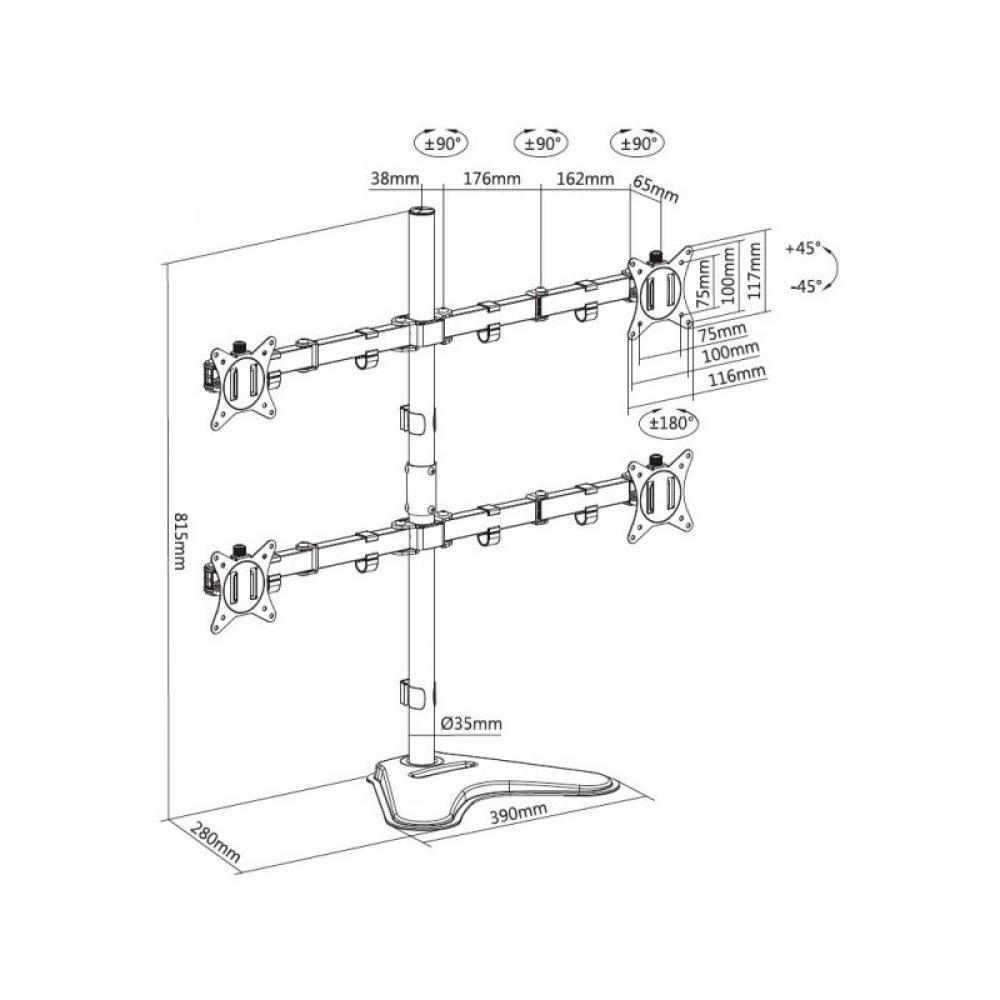 Equip - Soporte de mesa articulado para monitor cuádruple de 17"-32