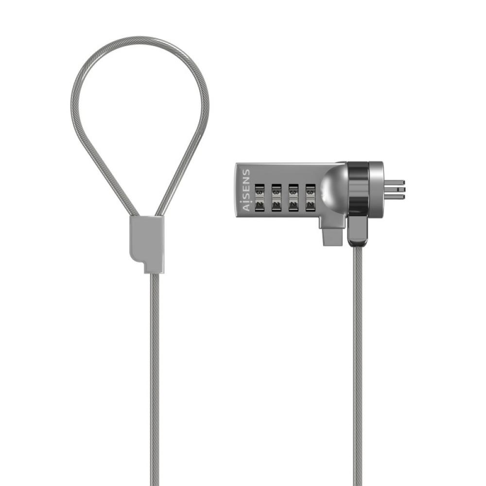 AISENS - Cable de Seguridad con Cerradura de Combinacion para Ordenador, Monitor, Portatil 1.5M