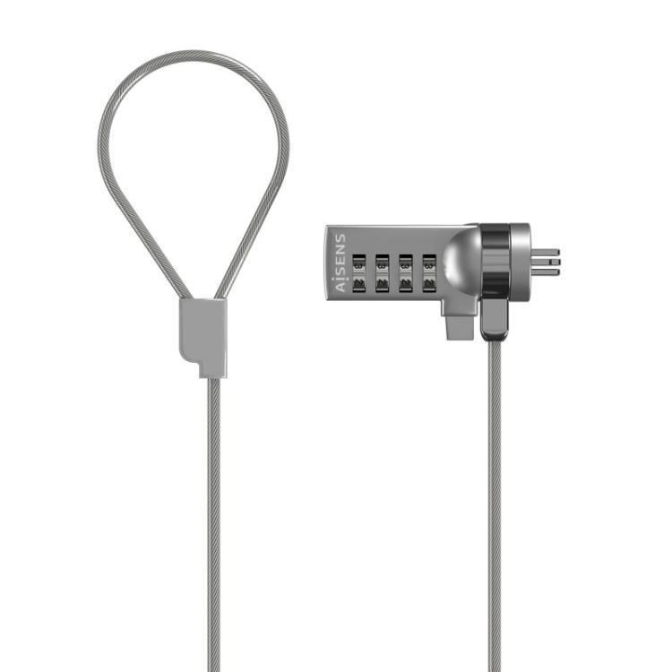 AISENS - Cable de Seguridad con Cerradura de Combinacion para Ordenador, Monitor, Portatil 1.5M