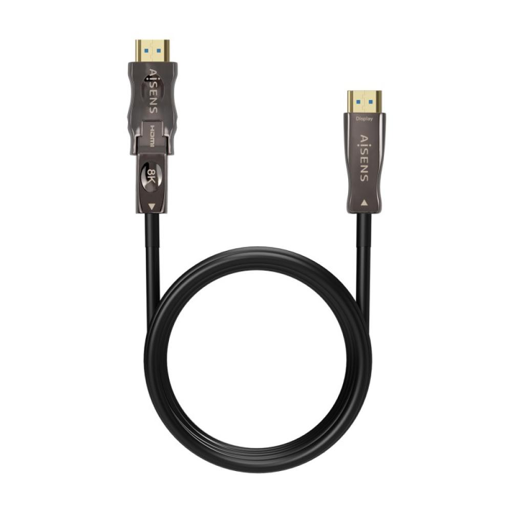 AISENS - Cable Hdmi V2.1 AOC Desmontable Ultra Alta Velocidad / Hec 8K@60Hz 4K@120Hz 4:4:4 48Gbps, A/M-D/A/M, Negro, 15M
