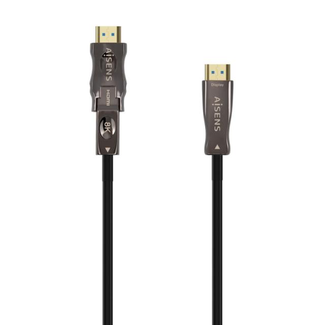 AISENS - Cable Hdmi V2.1 AOC Desmontable Ultra Alta Velocidad / Hec 8K@60Hz 4K@120Hz 4:4:4 48Gbps, A/M-D/A/M, Negro, 15M