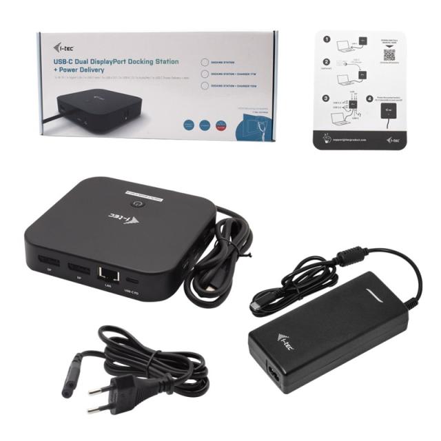 i-tec - USB-C Dual Display Docking Station with Power Delivery 100 W + Universal Charger 100 W