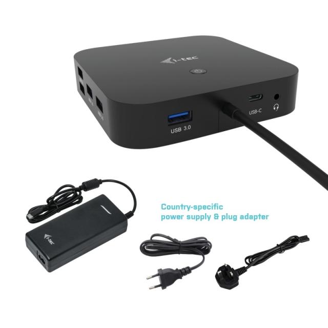 i-tec - USB-C HDMI DP Docking Station with Power Delivery 100 W + Universal Charger 100 W