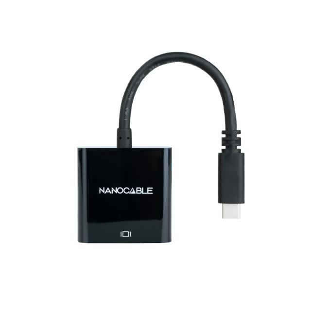 Nanocable - Conversor USB-C a VGA, USB-C/M-VGA/H, Negro, 10 cm