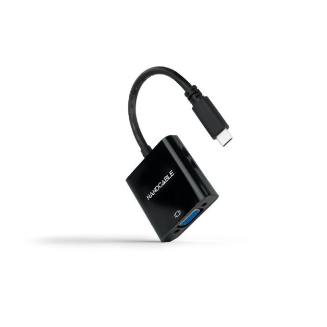 Nanocable - Conversor USB-C a VGA, USB-C/M-VGA/H, Negro, 10 cm