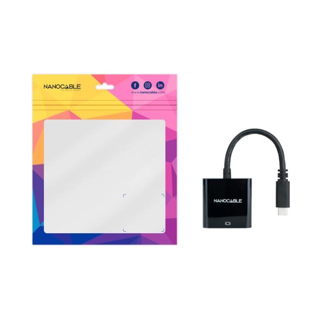 Nanocable - Conversor USB-C a HDMI 4K, USB-C/M-HDMI/H, Negro, 15 cm