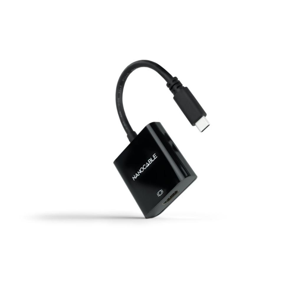 Nanocable - Conversor USB-C a HDMI 4K, USB-C/M-HDMI/H, Negro, 15 cm
