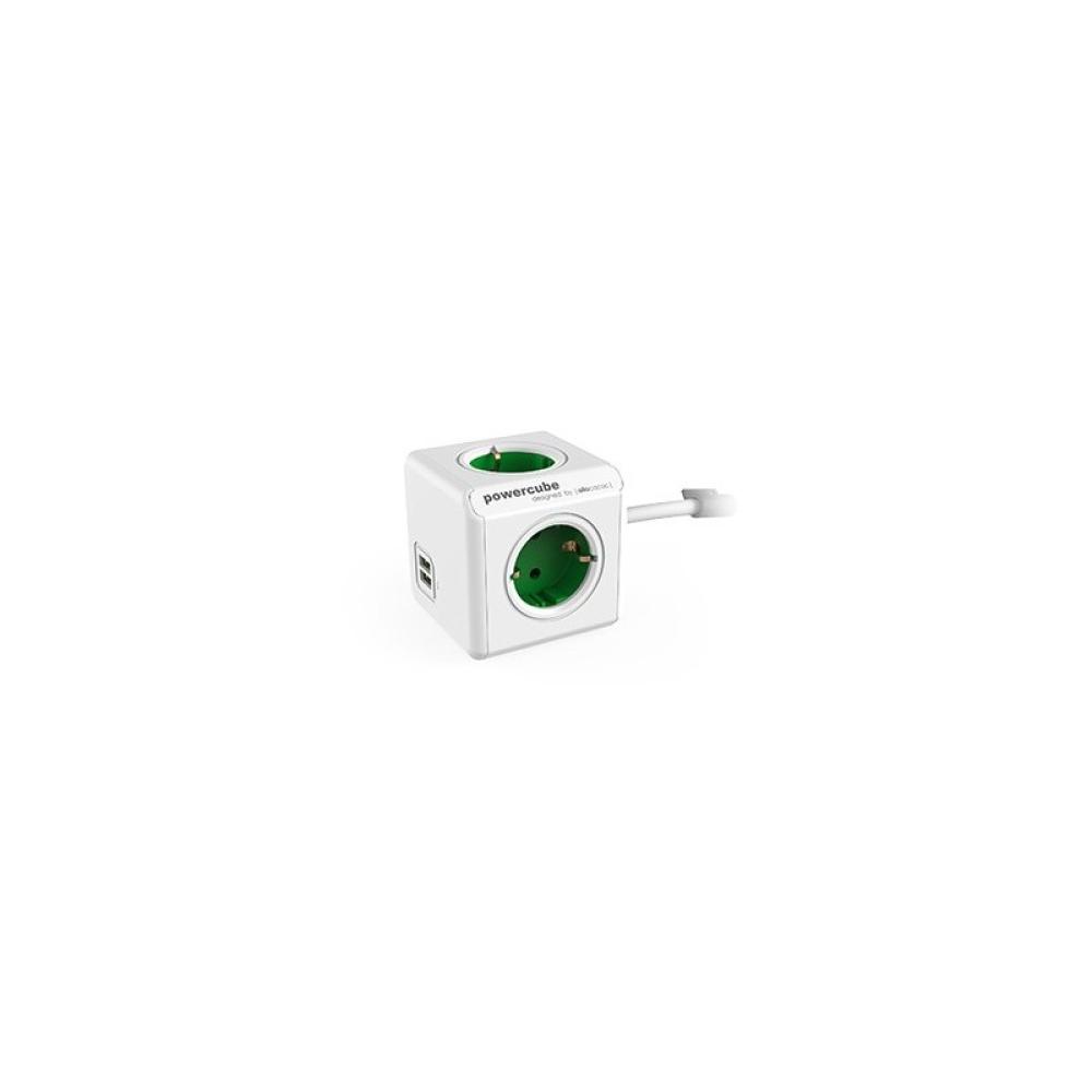 Power Cube - 8718444087014 base múltiple 4 salidas AC Exterior Verde, Blanco