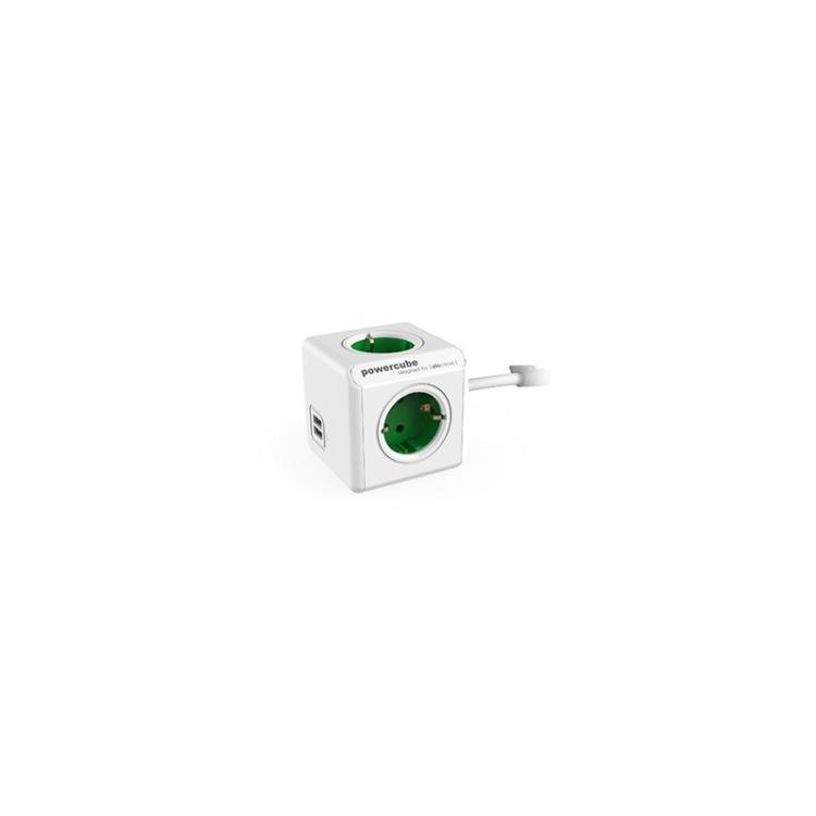 Power Cube - 8718444087014 base múltiple 4 salidas AC Exterior Verde, Blanco