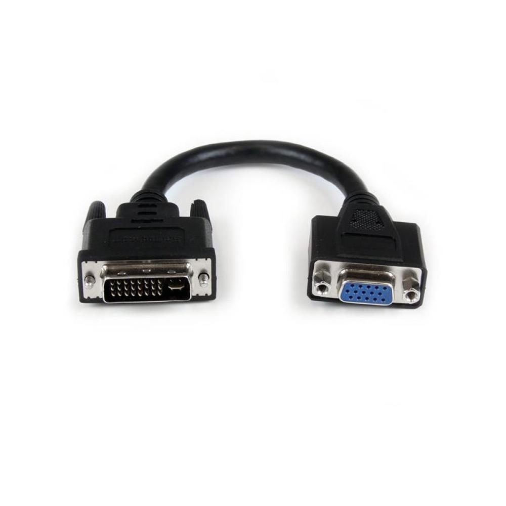 StarTech.com - Adaptador Conversor de 20cm DVI-I a VGA - DVI-I Macho - HD15 Hembra - Cable Convertidor Negro