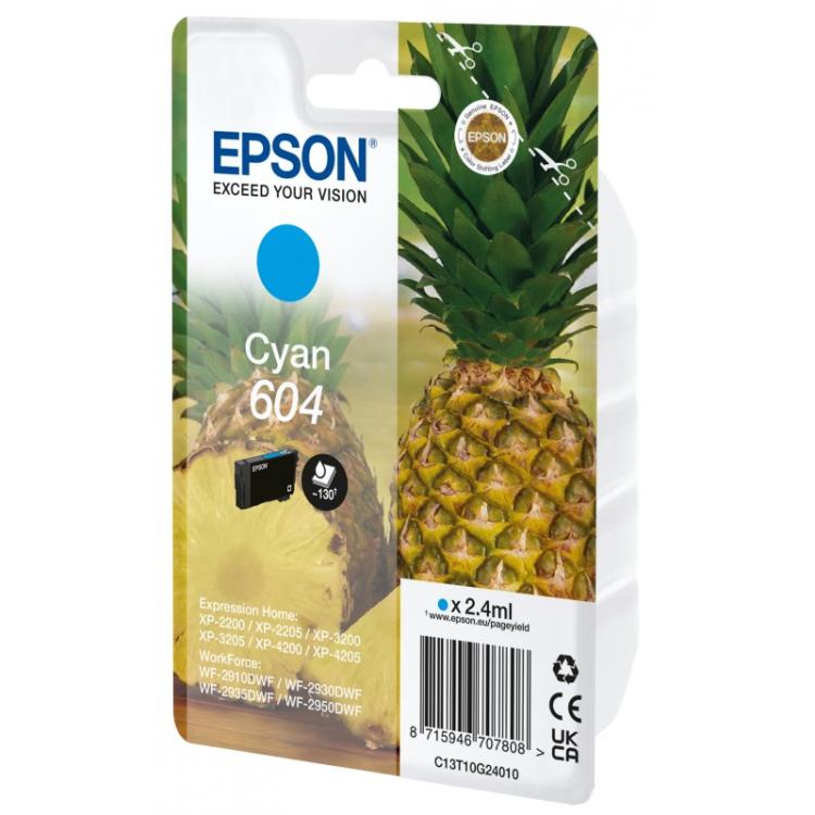 Epson - 604 cartucho de tinta 1 pieza(s) Original Rendimiento estándar Cian - C13T10G24020