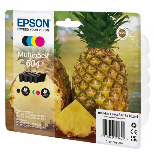 Epson - 604 cartucho de tinta 4 pieza(s) Original Rendimiento estándar Negro, Cian, Magenta, Amarillo - C13T10G64020