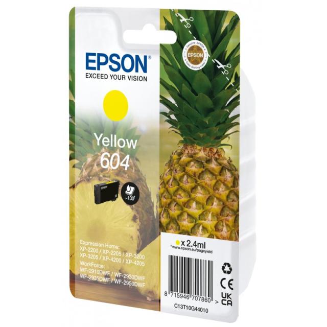 Epson - 604 cartucho de tinta 1 pieza(s) Original Rendimiento estándar Amarillo - C13T10G44020