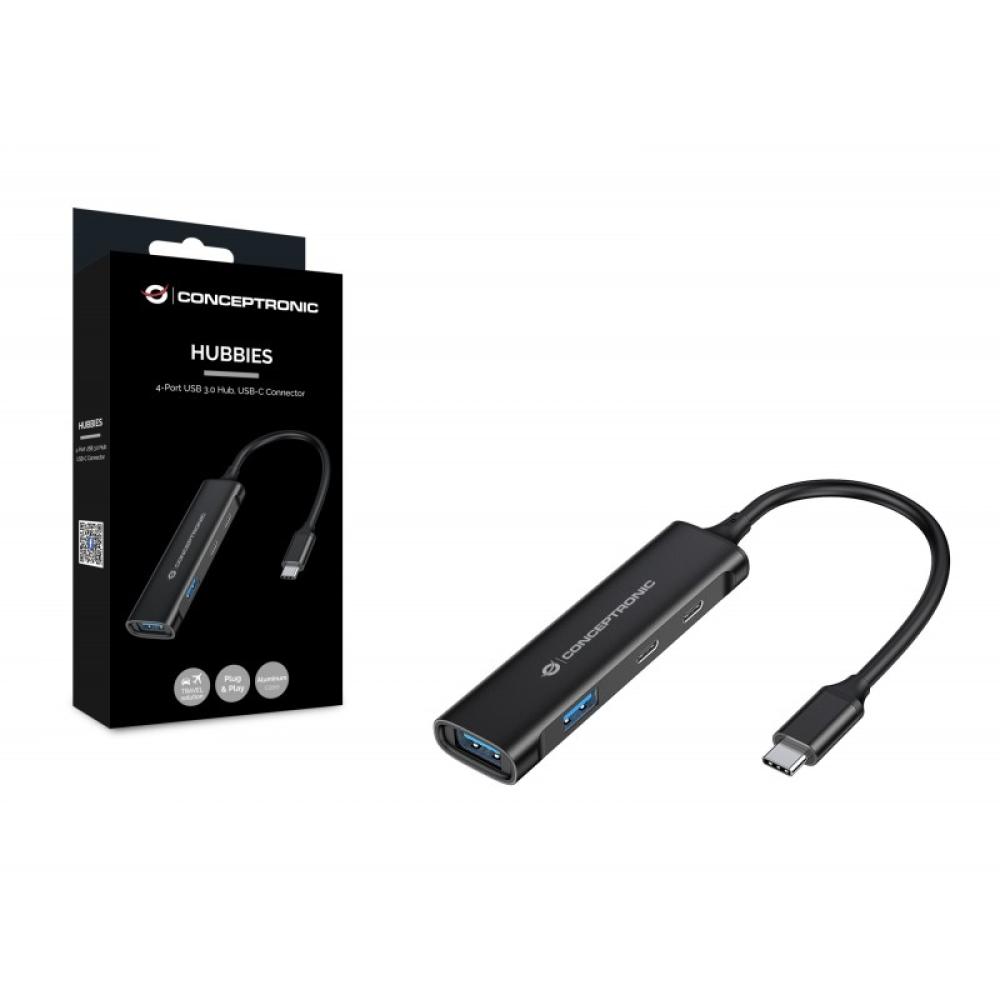 Conceptronic - HUBBIES12B hub de interfaz USB 3.2 Gen 1 (3.1 Gen 1) Type-C 5000 Mbit/s Negro