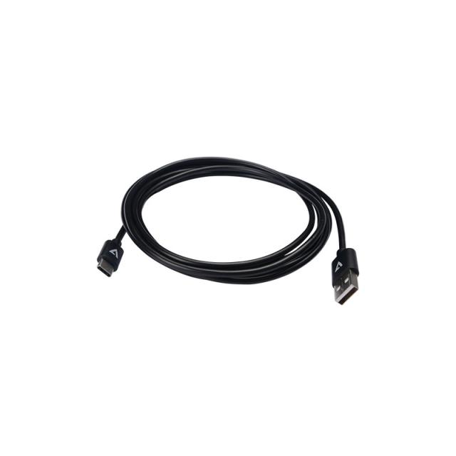 V7 - Cable USB negro con conector USB 2.0 A macho a USB-C macho 2m 6.6ft