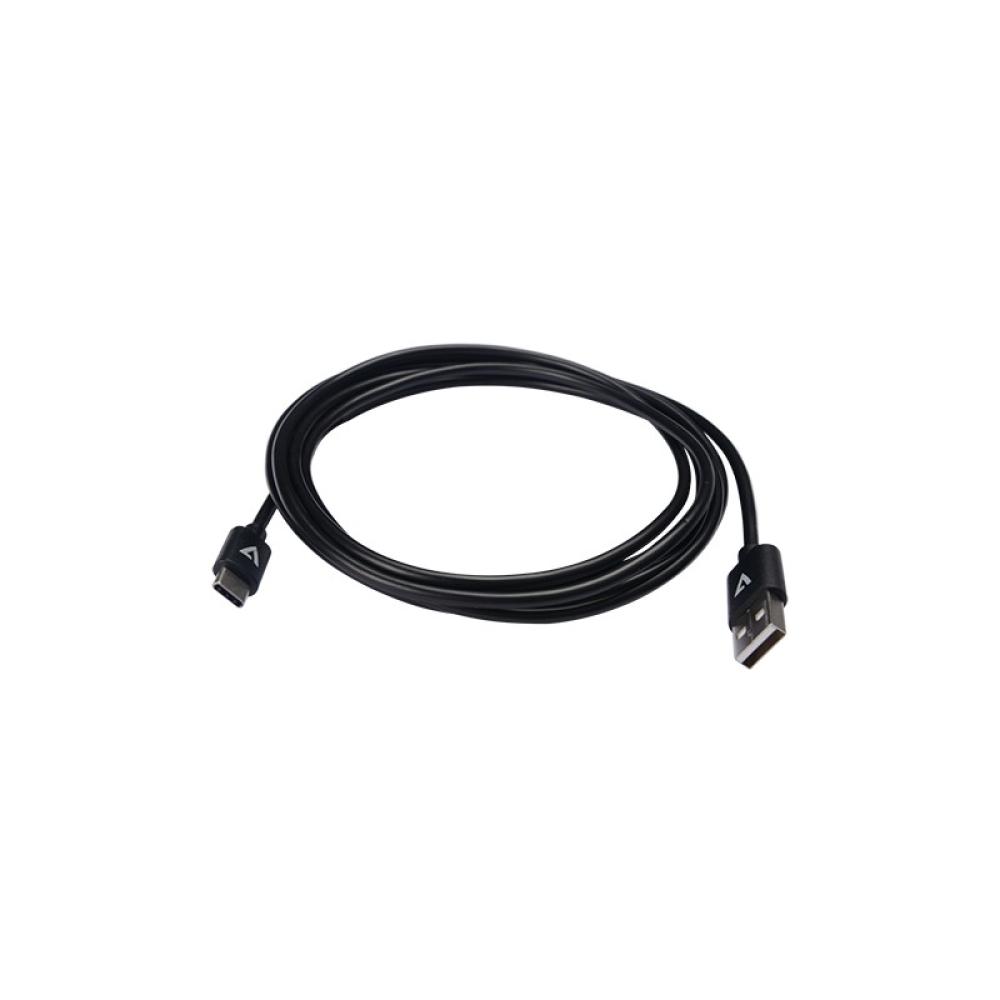V7 - Cable USB negro con conector USB 2.0 A macho a USB-C macho 2m 6.6ft