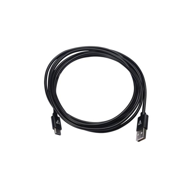 V7 - Cable USB negro con conector USB 2.0 A macho a USB-C macho 2m 6.6ft